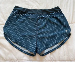 Active Teal Blue Floral Running Shorts XL Mid Rise Dolphin Hem Athletic Yoga thumbnail 1
