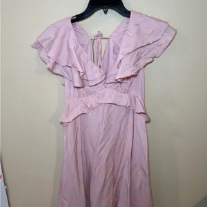 Cotton Candy Light Pink Ruffled Backless Dress Size L thumbnail 2