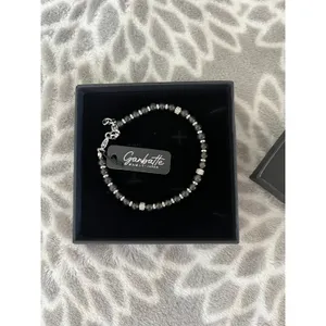 Handcrafted Silver Beaded Bracelet Boho Chic‎ Everyday Stackable Gift New in Box Gray thumbnail 5