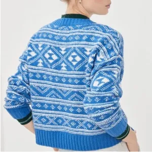 NWOT Aerie Fair Isle Drift Sweater Christmas Navy thumbnail 5