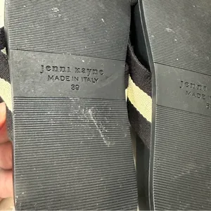 Jenni Kayne Cotton Crossover Sandal in a black and cream stripe Size 39 thumbnail 6