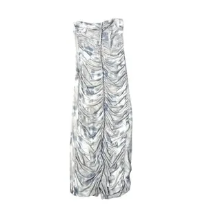 Zara Womens Strapless Ruched Mesh Maxi Dress Gray White Glam Luxe Sultry Small‎ thumbnail 2