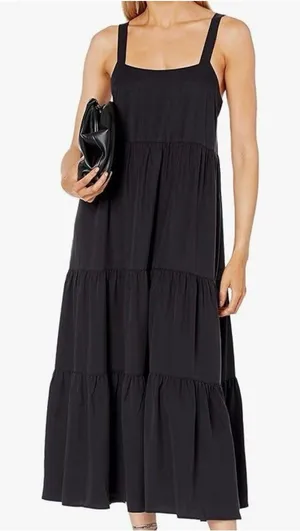 The Drop Britt Tiered Midi Tent Dress Black Size L New With Tag thumbnail 1