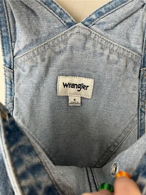 Wrangler Casey Jones Denim Western In Control Wide Leg Denim Overalls Size small thumbnail 8