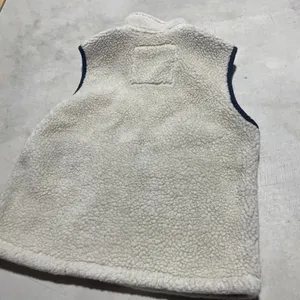 Abercrombie Sherpa Fleece Vest Women's SZ Small Cream Navy Full Zip Pockets Y2K thumbnail 7