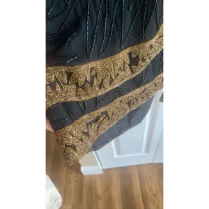 Brilliante by J.A. Vintage Beaded Shift Dress Womens L Black Gold Evening Silk L thumbnail 3