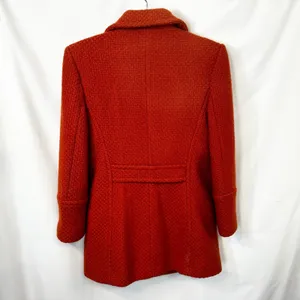Steve by Searle Small Coat‎ Wool Italy USA Orange Textured Double Breasted VTG C thumbnail 2