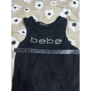 Bebe fuzzy black rhinestone tank top thumbnail 3