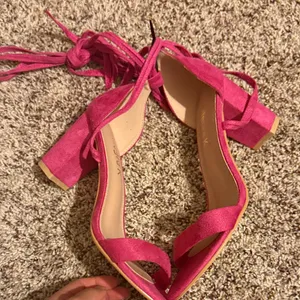 Allegra K Pink Suede Block Heels thumbnail 1