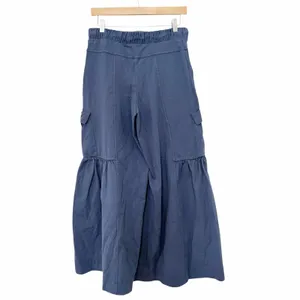 Free People Beach Blue Wide Leg Ruffle Pants Sz S thumbnail 4