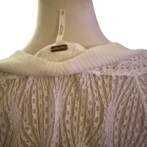Free people Spring Valley Lace Trim Ivory Knit‎ Top Oversized Size XS thumbnail 6