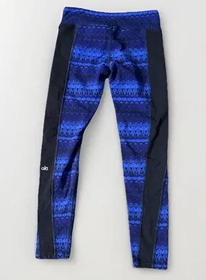 ALO Yoga Illusion 3 Tribal print leggings Arctic Royalty‎ Blue Black Pant size M thumbnail 6