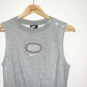 Nike women’s sleeveless gray varsity logo shorts athleisure comfy romper thumbnail 3