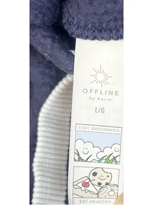 OFFLINE By Aerie Cloud Fleece V-Neck Crew Sweatshirt L Prep Nautical Coastal thumbnail 8