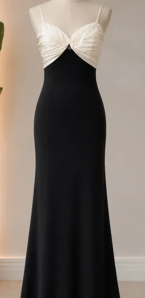 City Studio Black and Cream Strapless Evening Gown thumbnail 1