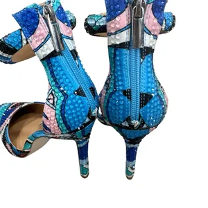 STEVE MADDEN ELE PUFF ANKLE STRAP PUMPS BLUE MULTI SIZE 8.5 nwb thumbnail 5