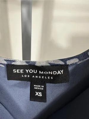X95. See You Monday Blue and White Patterned Top thumbnail 3