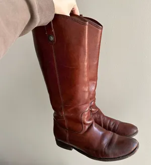 Frye Melissa Button Brown Leather Cognac Tall Riding Boots, Women’s Size 7 thumbnail 1