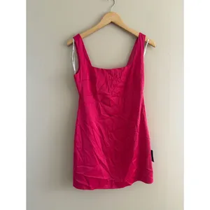 Lulus Truly the Cutest Hot Pink Satin Square Neck Mini Dress Size Small Cocktail thumbnail 4