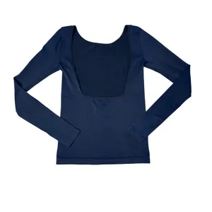 Intimately Free People Long Sleeve Top Womens M/L Navy Excellent Open Back Scoop thumbnail 2