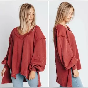 We The Free Asher Thermal Knit Oversized Shirt – Plum – Size Medium thumbnail 2
