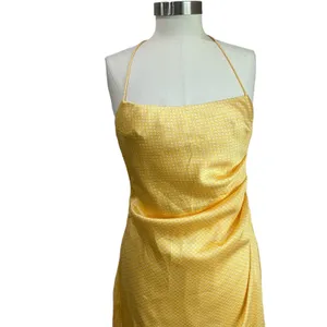 Significant Other Yellow Halter Midi Dress Draped Open Back NWT‎ Size 8 thumbnail 7