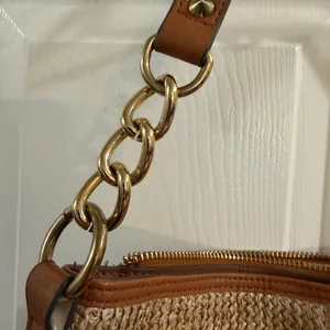 Jessica Simpson Tan Straw and Leather Studded Shoulder Bag thumbnail 5