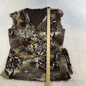 Style & Co Vtg Y2K Babydoll L Large Top Cap Sleeve Fairy Grunge Whimsigoth Goblincore Brown thumbnail 9
