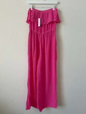 Michael Stars Riya Jumpsuit Azalea Size Large Gauze Bohemian Colorful Coastal thumbnail 2