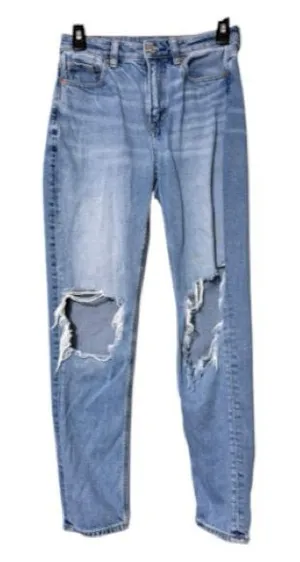 American Eagle size 0 short strigid light denim distressed jeans preppy casual thumbnail 1