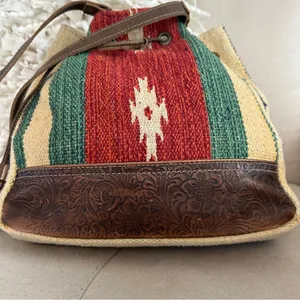 MYRA Bag Radiant Red Bucket Bag Western Cowgirl Boho Purse Large thumbnail 5
