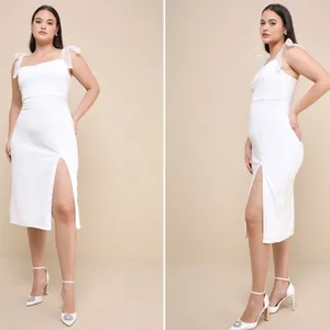 LULU's Bridal Chic Modern Sexy Engagement Sophisticated Wedding Shower Midi thumbnail 3