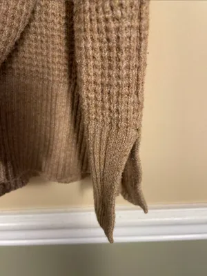 Aerie Women’s Waffle Knit Tan Comfy Cozy Crew Neck Sweater thumbnail 5
