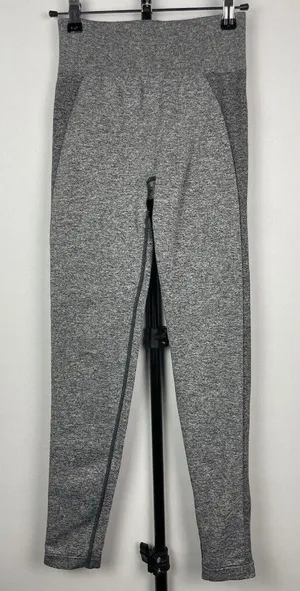 Gymshark Charcoal Marl Flex High‎ Waisted Pink Spell Out Logo Leggings Sz Small thumbnail 1
