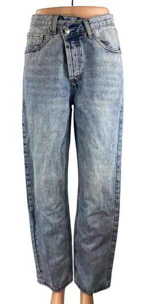 Princess Polly Women's Blue High Waisted Straight Leg Baggy Denim Jeans Size 2 thumbnail 1