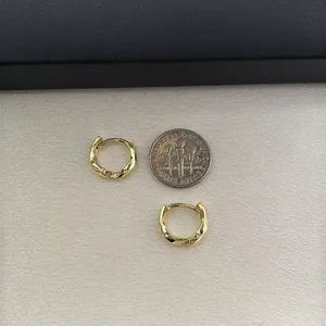 13mm Small Hoop Earrings for Women Irregularly Twisted Design Gold Hoop thumbnail 6