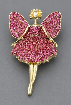 Elegant Crystal Ballerina Brooch Pin thumbnail 1