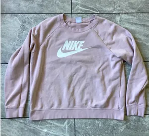 Nike Womens Sportswear Essential Crewneck Sweatshirt Pink White Logo Large thumbnail 1