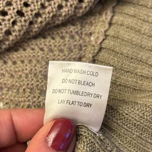 Anthropologie YOON Olive Green Open-Weave Crewneck Raglan Sleeve Poncho Sweater thumbnail 14