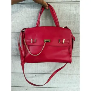 Women’s INC International Concepts Bright Red Satchel with Gold Chain Accent thumbnail 3