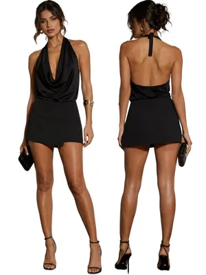 Zara Micro Mini Skort Women's Small Black Going Out Date Night Party A-Line Club thumbnail 2