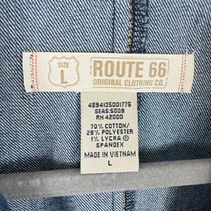 Route‎ 66 Cotton Blend Medium Wash Button Up Collared Jean Jacket Stretch Size L thumbnail 6
