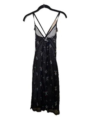 Y2K Black Leopard Dress with Sheer Floral Overlay Slip Dress with Ruffle Trim thumbnail 3