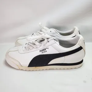 Vintage Puma Roma Leather Sneakers Y2K Hype Style Womans Size 9 White Black‎ thumbnail 2