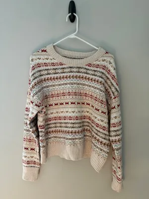 American Eagle Fair Isle Cropped Sweater Women’s M thumbnail 3