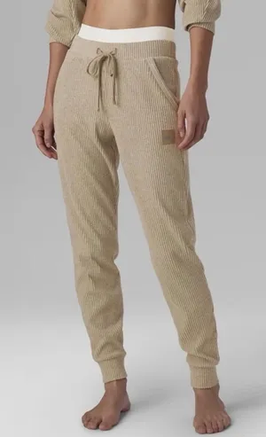 Alo Yoga Muse Ribbed Jogger Sweatpants Gravel Heather Sz S thumbnail 1