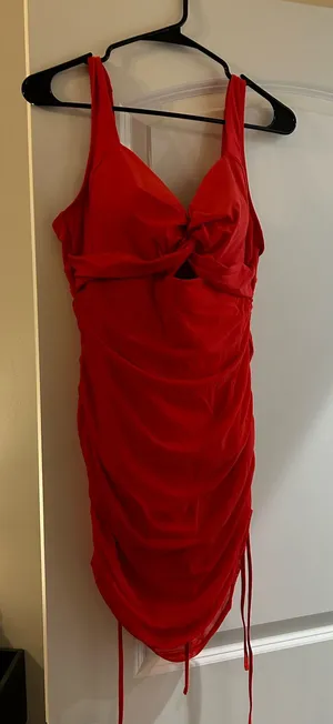 NWT SHAPELLX Smart Sculpt™ Mesh Wrap Shaping Swimsuit Red Size L thumbnail 1