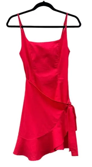 Princess Polly Love Lane Mini Dress Red Wrap Style Femme Ruffles NWT 0 thumbnail 1