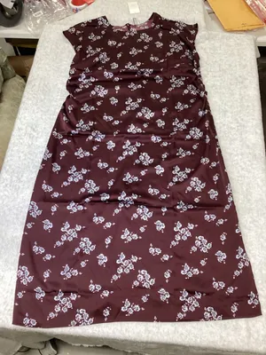 A New‎ Day Womens 1X Burgundy Blue Floral Satin Sleeveless Midi Dress NWT…. thumbnail 1