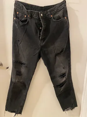 H&M Divided Black Straight Leg Ripped Jeans thumbnail 2